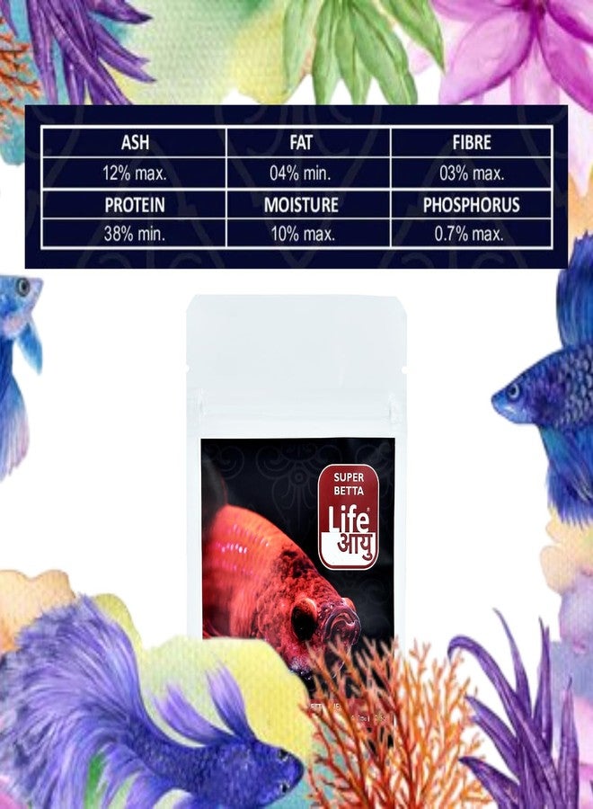 طعام سمك البيتا الممتاز من لايف أيو | تركيبة أيورفيدية مصنوعة يدويًا للون والصحة | حبيبات عائمة طبيعية (15 غرامًا) - Image 3